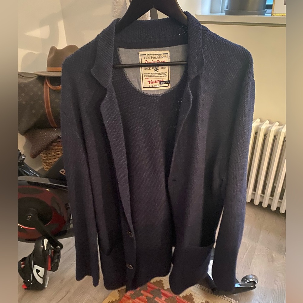 Nils Sundstrom Blue Knit Jacket